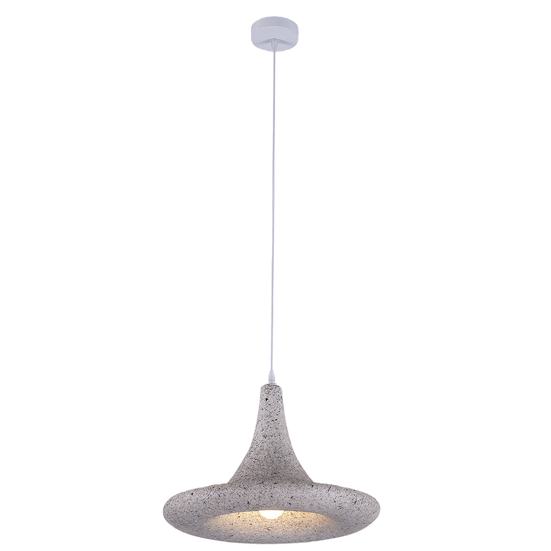 Wabi-Sabi Minimalist Pendant Light — Matte PS Shade, Iron Frame, E27, 15.75" Wide, Adjustable 59.1" Cable
