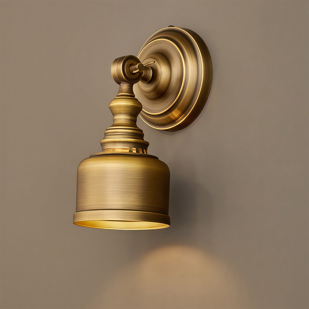 Retro Solid Brass Wall Sconce — Hardwired, E14, Brass or Brass-and-Glass Shade, 4 Models