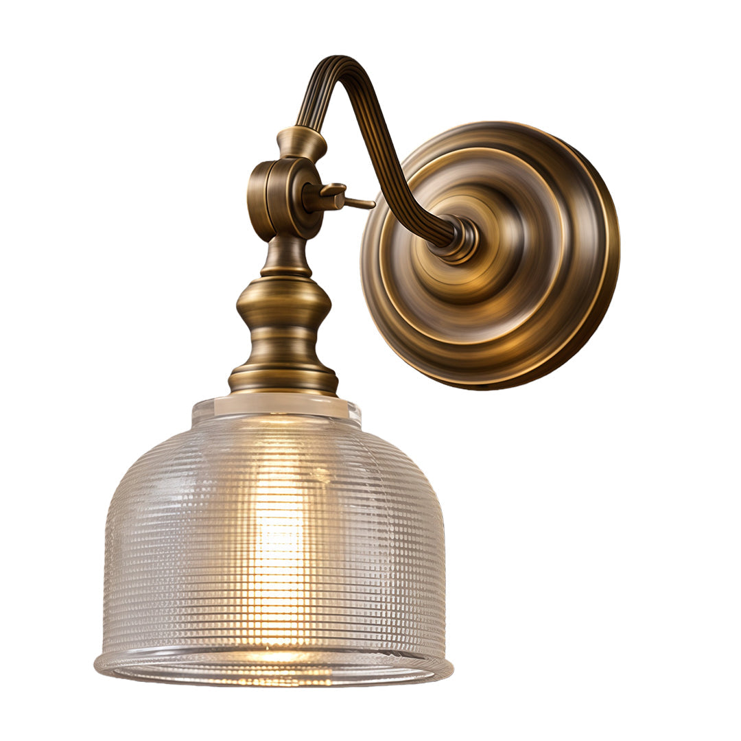 Retro Solid Brass Wall Sconce — Hardwired, E14, Brass or Brass-and-Glass Shade, 4 Models