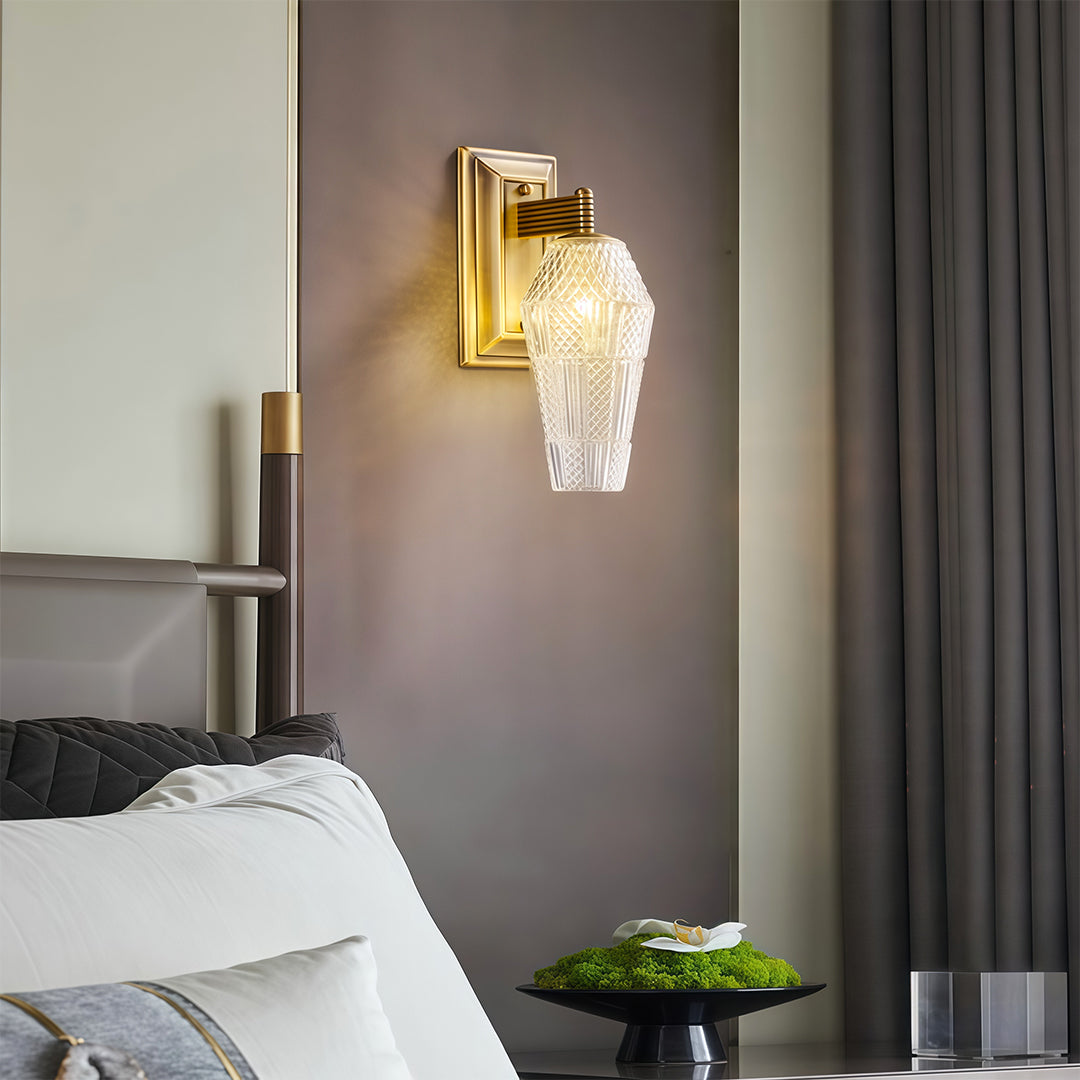 French Retro Brass Wall Sconce — Translucent Glass Shade, G9, Hardwired