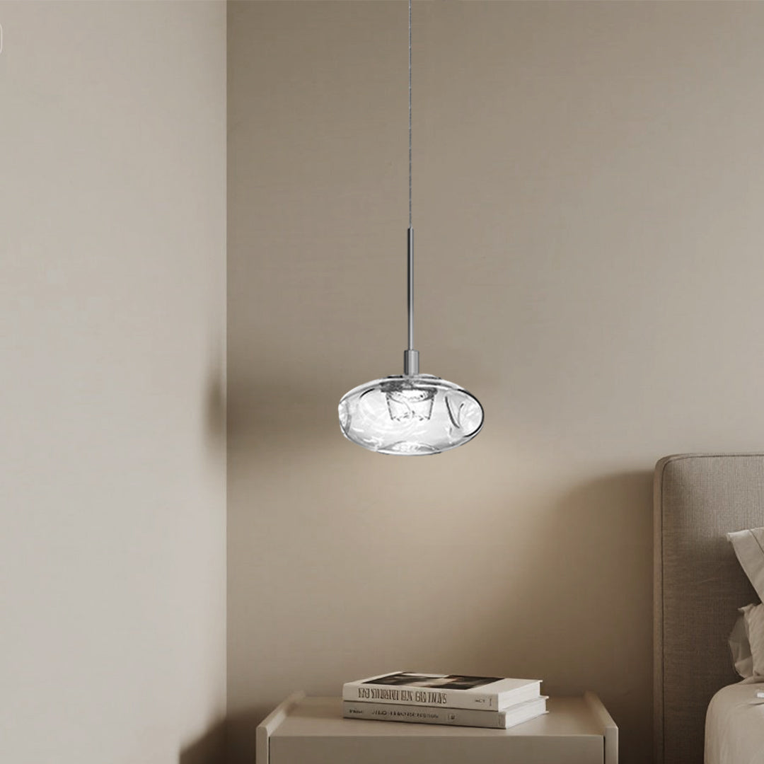 Minimalist Italian Ring Pendant Light — Nano Glass & Stainless Steel, LED, 3-Step Dimming, Ra≥97, Chrome or Gold