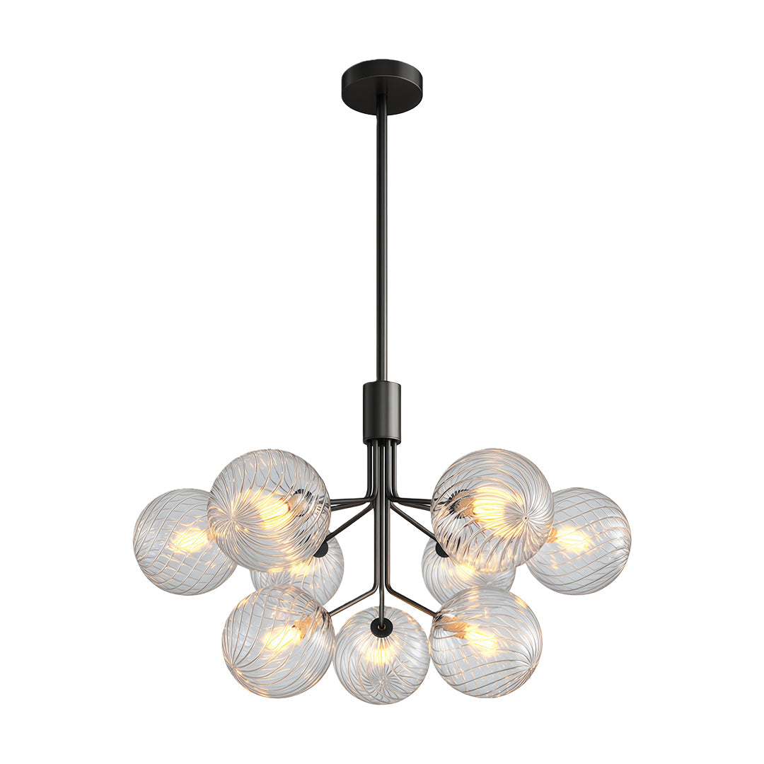 Glass Ball Chandelier — Solid Copper, G9, 9-, 12-, or 18-Light, Copper / Nickel / Black