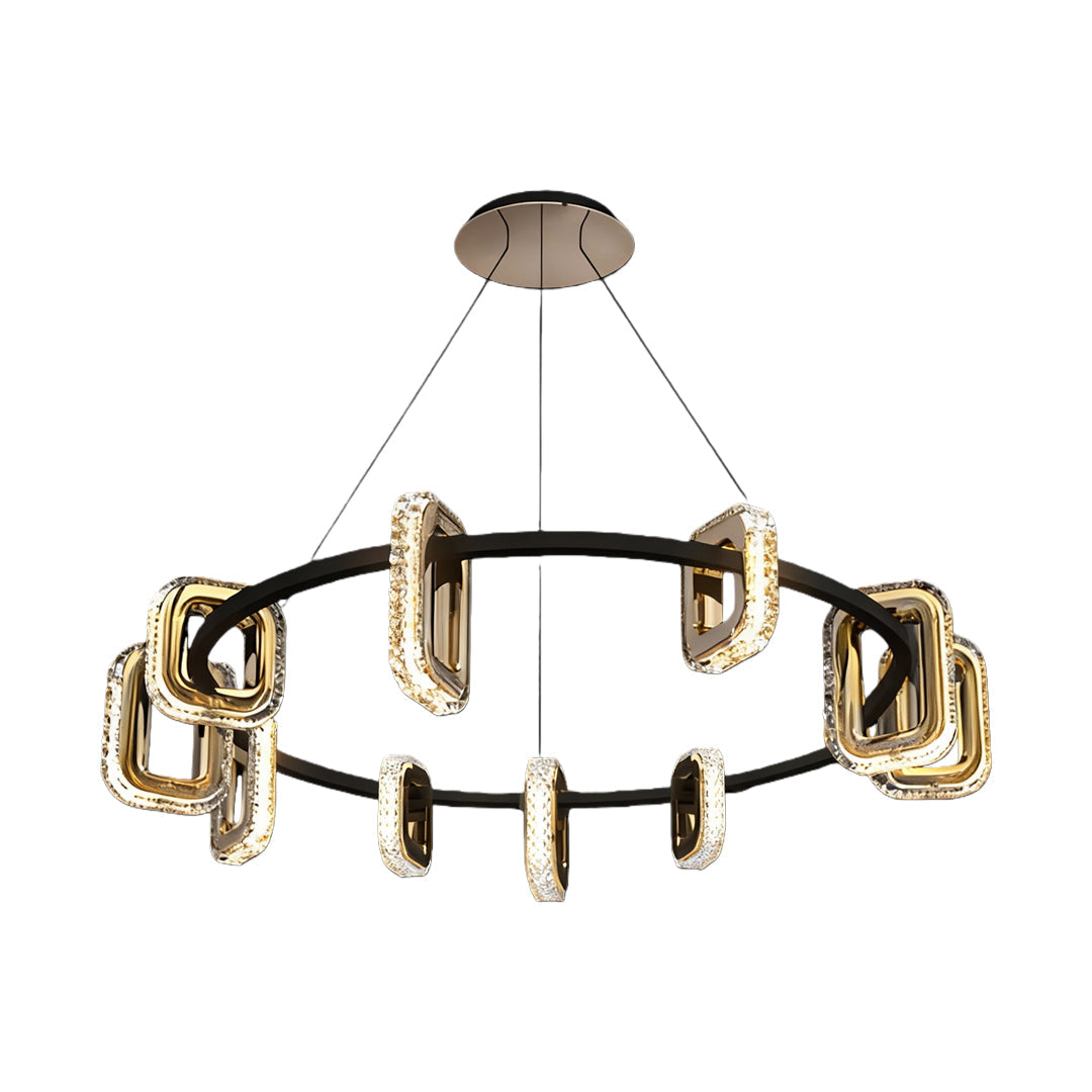 Modern Acrylic Chandelier — Gold Aluminum, 3-Step Dimming (3000K/4500K/6000K), 6- to 18-Light, Single- or Double-Layer