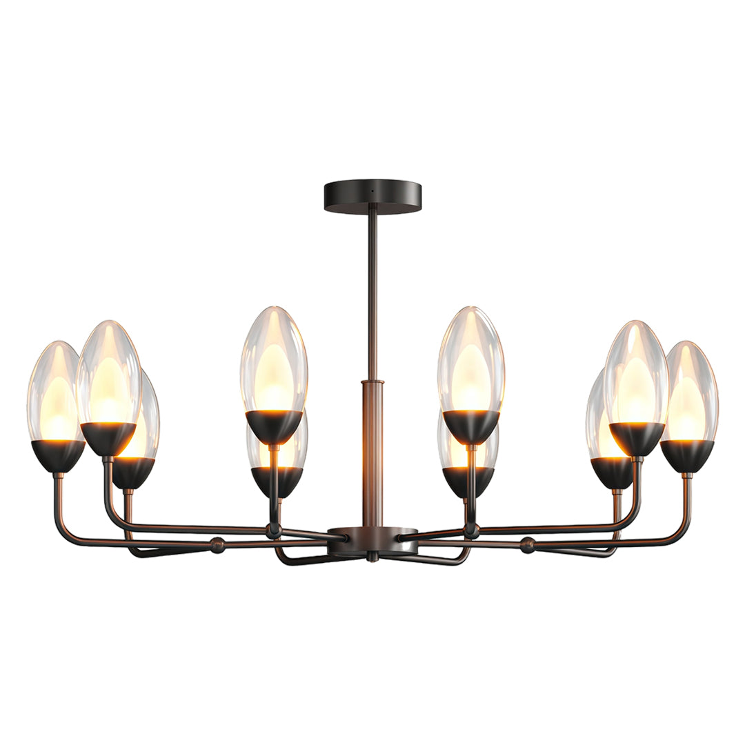 Modern Minimalist Copper Chandelier — Full-Copper Frame, Transparent Glass, G9, 6-, 8-, or 10-Light