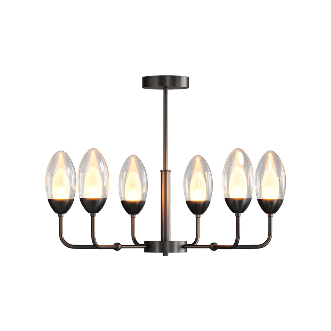 Modern Minimalist Copper Chandelier — Full-Copper Frame, Transparent Glass, G9, 6-, 8-, or 10-Light