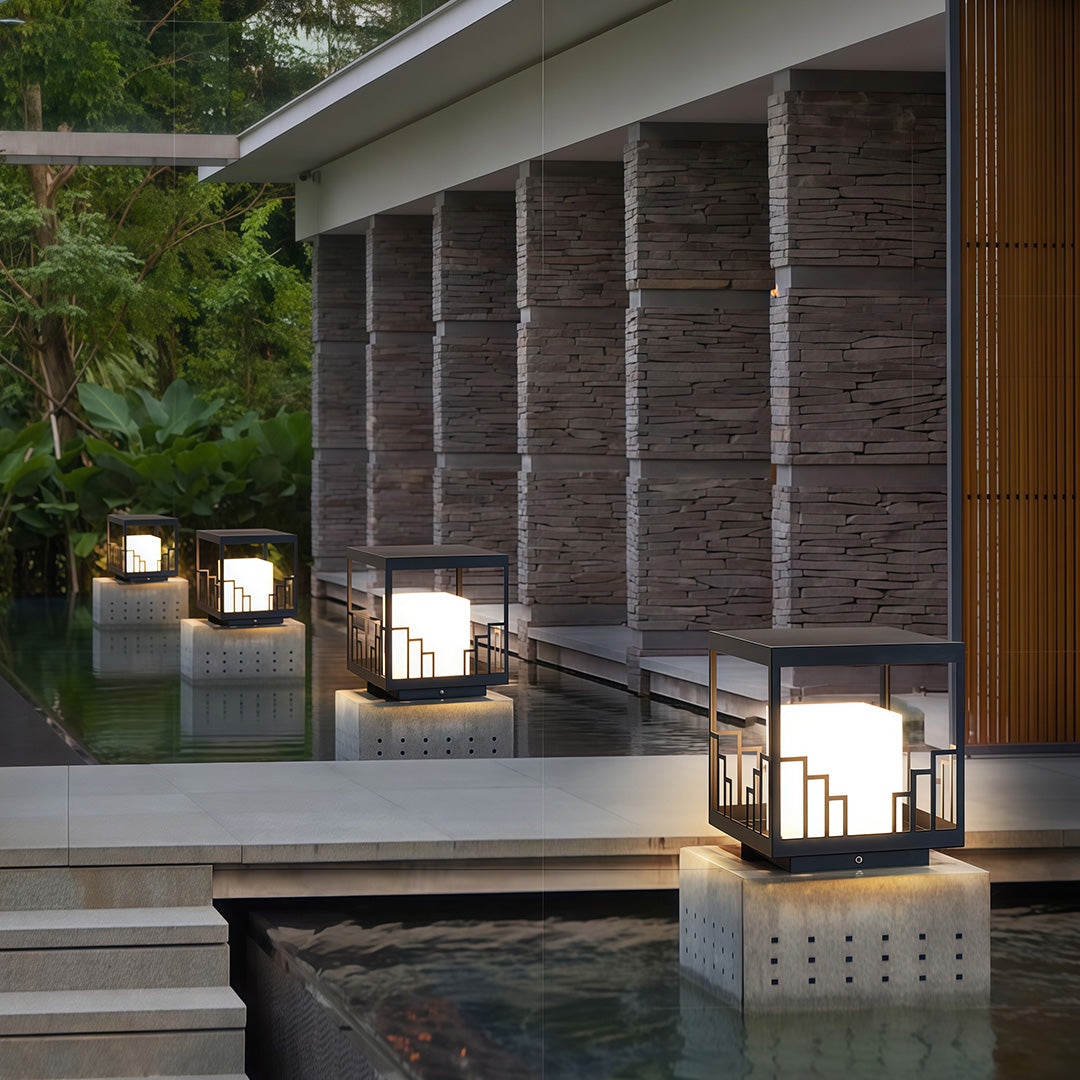 Minimalist Outdoor Pillar Light — Matte Black Stainless Steel, 20W LED, IP54, Dual Color Temperature