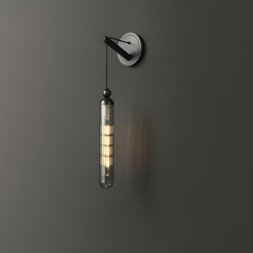 Minimalist Brass Wall Sconce — Full Brass Frame, Transparent Glass Shade, E14, Hardwired