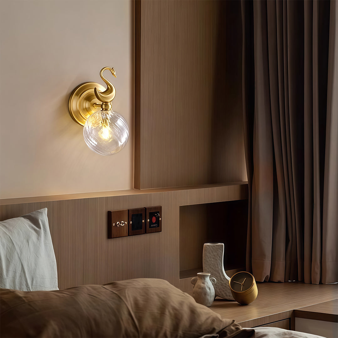 Modern Minimalist Wall Sconce — Brass, Transparent Glass Shade, G9 Hardwired