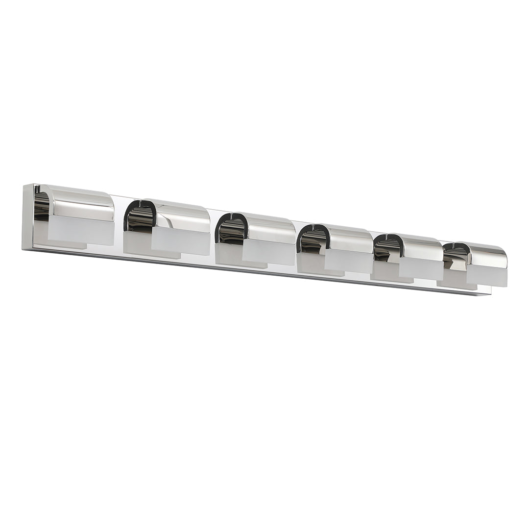 Modern Bathroom Vanity Light — Black Iron, White Acrylic, Integrated LED 6000K, 3- to 6-Light