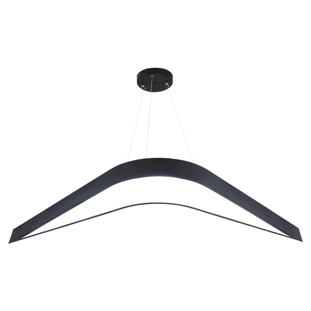 Swallowtail Geometric Chandelier — Black Wrought Iron, White Acrylic, LED, 31.5"–55.1" Dia.