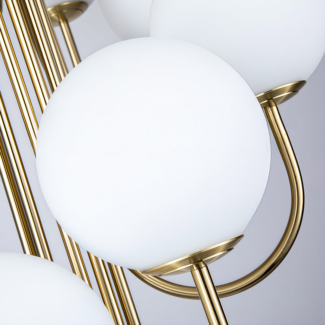 Spiral Globe Chandelier — Wrought Iron and Glass, 8- or 12-Light, Gold or Black, 3-Step Dimming, E14