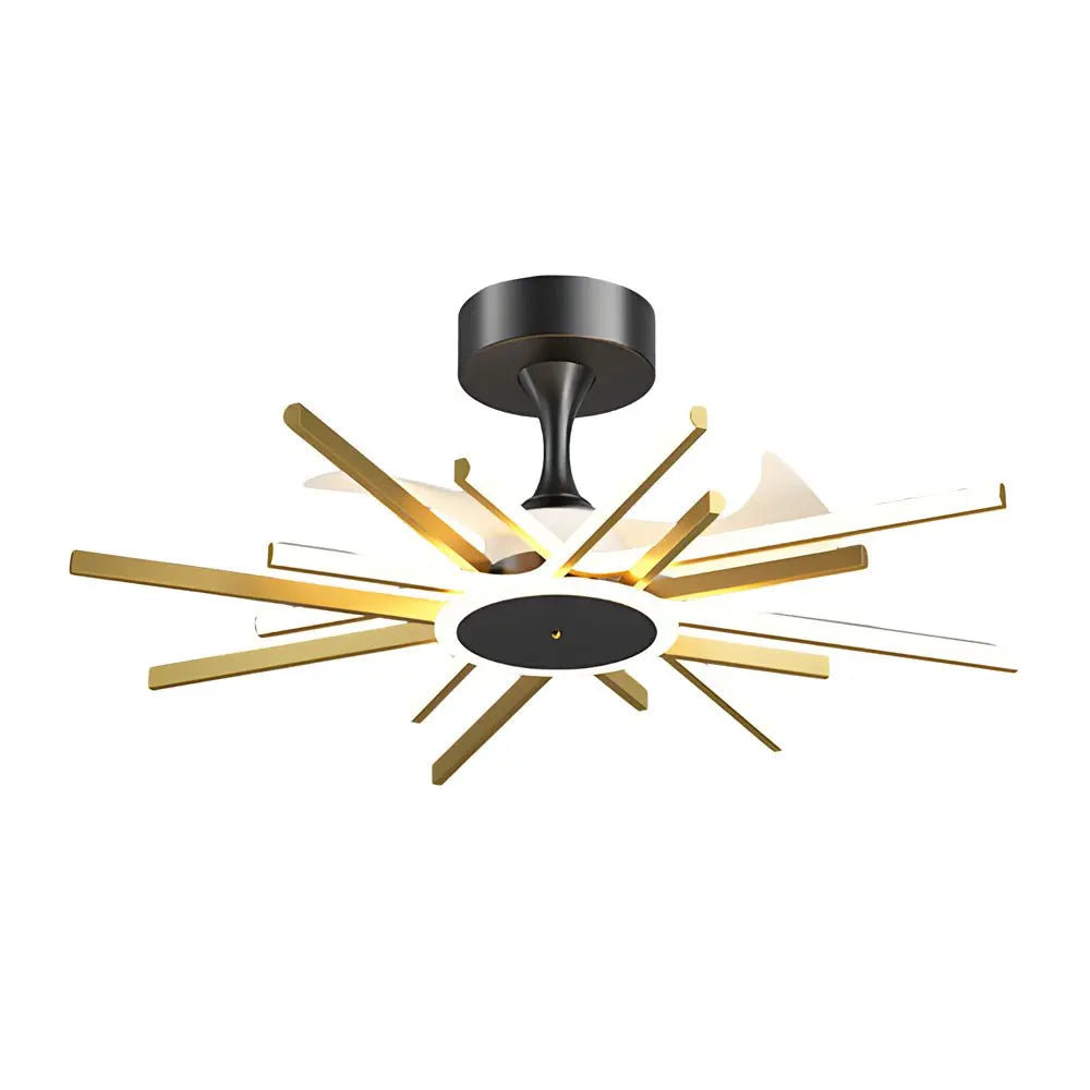 Modern Spiral Linear LED Ceiling Fan in Black and Gold - Quiet Light Fixture Luxe