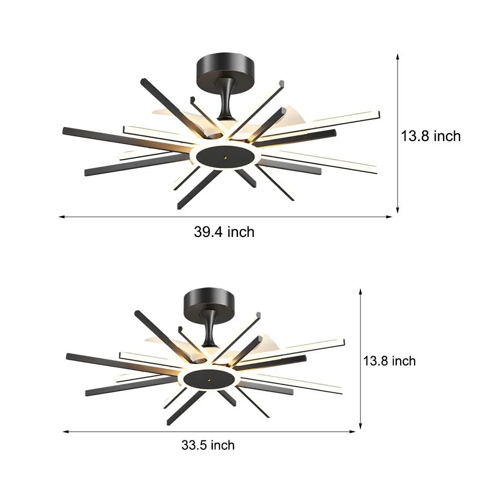 Modern Spiral Linear LED Ceiling Fan in Black and Gold - Quiet Light Fixture Luxe