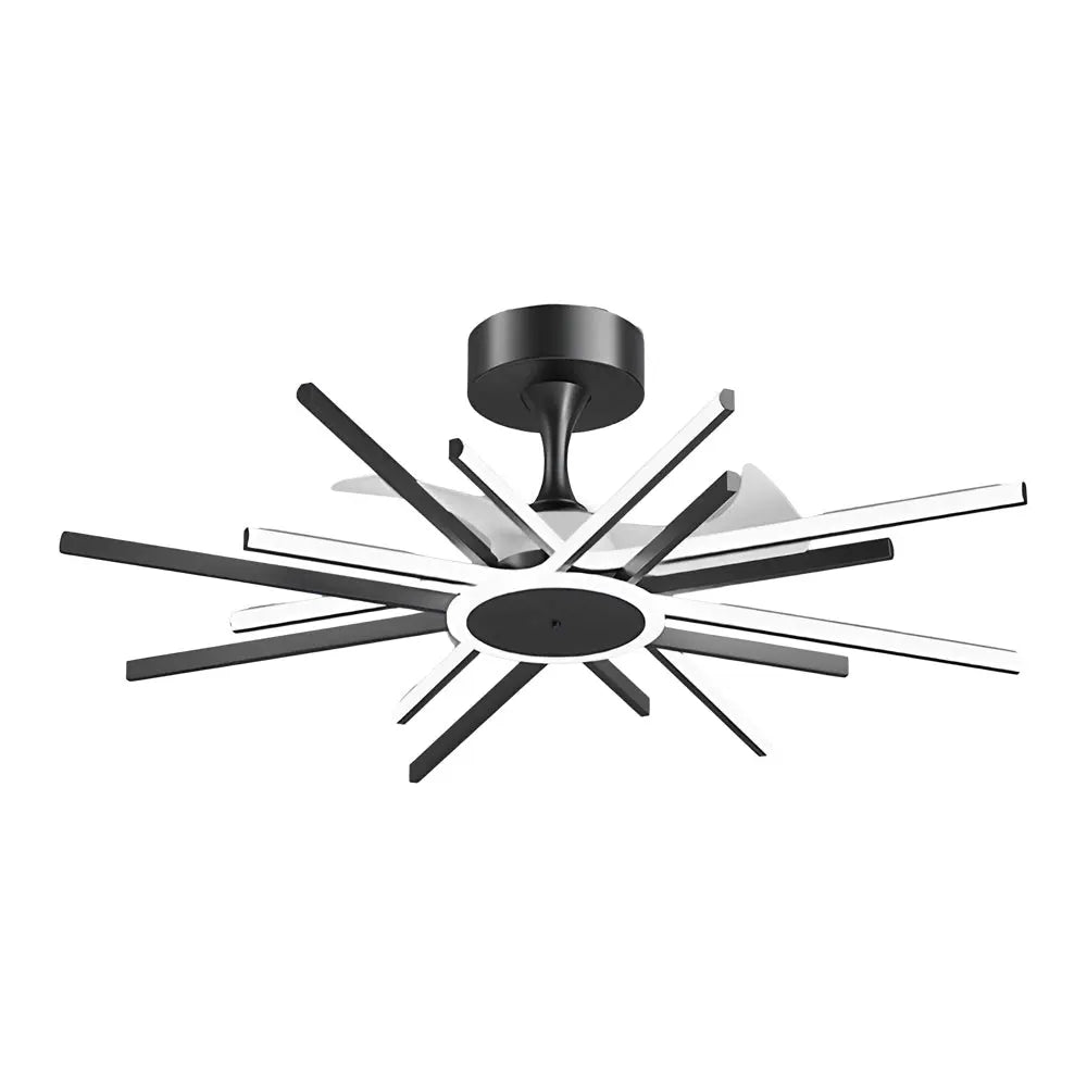 Modern Spiral Linear LED Ceiling Fan in Black and Gold - Quiet Light Fixture Luxe