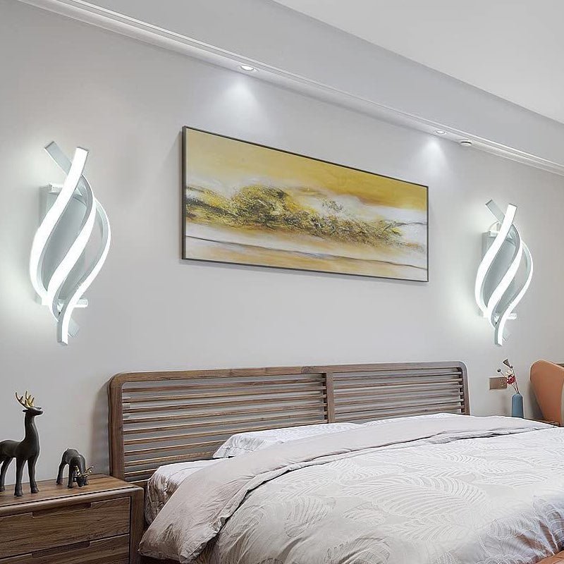 Spiral Minimalist LED Wall Sconce — Metal and Acrylic, 22W, Three-Step Dimming, 4.7" × 13"