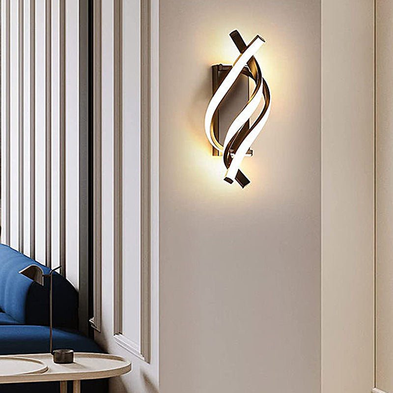 Spiral Minimalist LED Wall Sconce — Metal and Acrylic, 22W, Three-Step Dimming, 4.7" × 13"