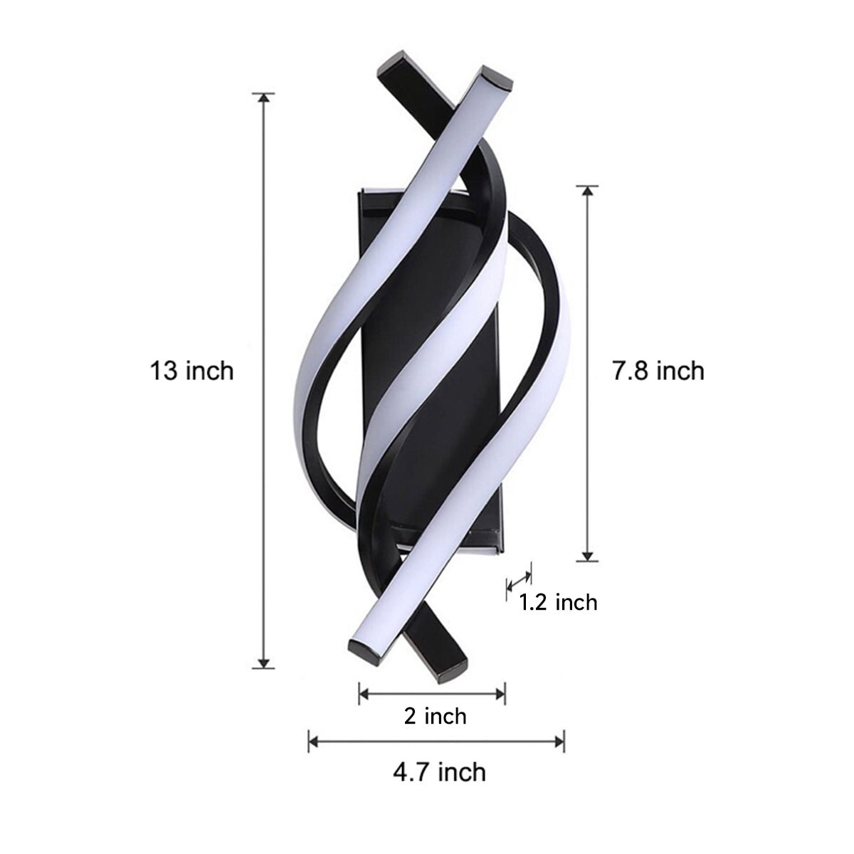 Spiral Minimalist LED Wall Sconce — Metal and Acrylic, 22W, Three-Step Dimming, 4.7" × 13"