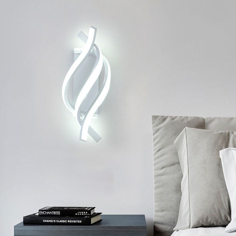 Spiral Minimalist LED Wall Sconce — Metal and Acrylic, 22W, Three-Step Dimming, 4.7" × 13"