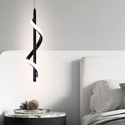 Modern Black Spiral-Strip LED Pendant & Wall Sconce — Three-Step Dimming, 3000K/4500K/6000K, 12W–13W Hardwired