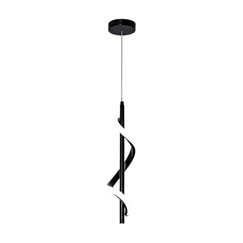 Modern Black Spiral-Strip LED Pendant & Wall Sconce — Three-Step Dimming, 3000K/4500K/6000K, 12W–13W Hardwired
