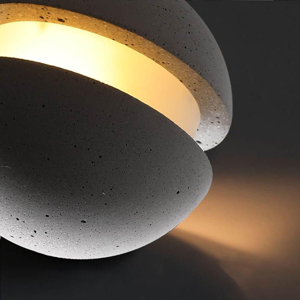 Vintage Ceramic & Cement Mini Pendant Light — Spherical, LED, 3000K Warm White, 59" Adjustable Cord, 4"–14" Dia.