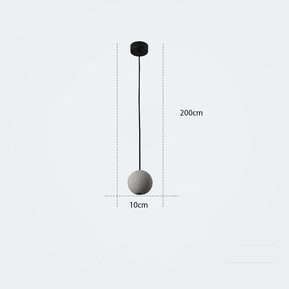 Vintage Ceramic & Cement Mini Pendant Light — Spherical, LED, 3000K Warm White, 59" Adjustable Cord, 4"–14" Dia.
