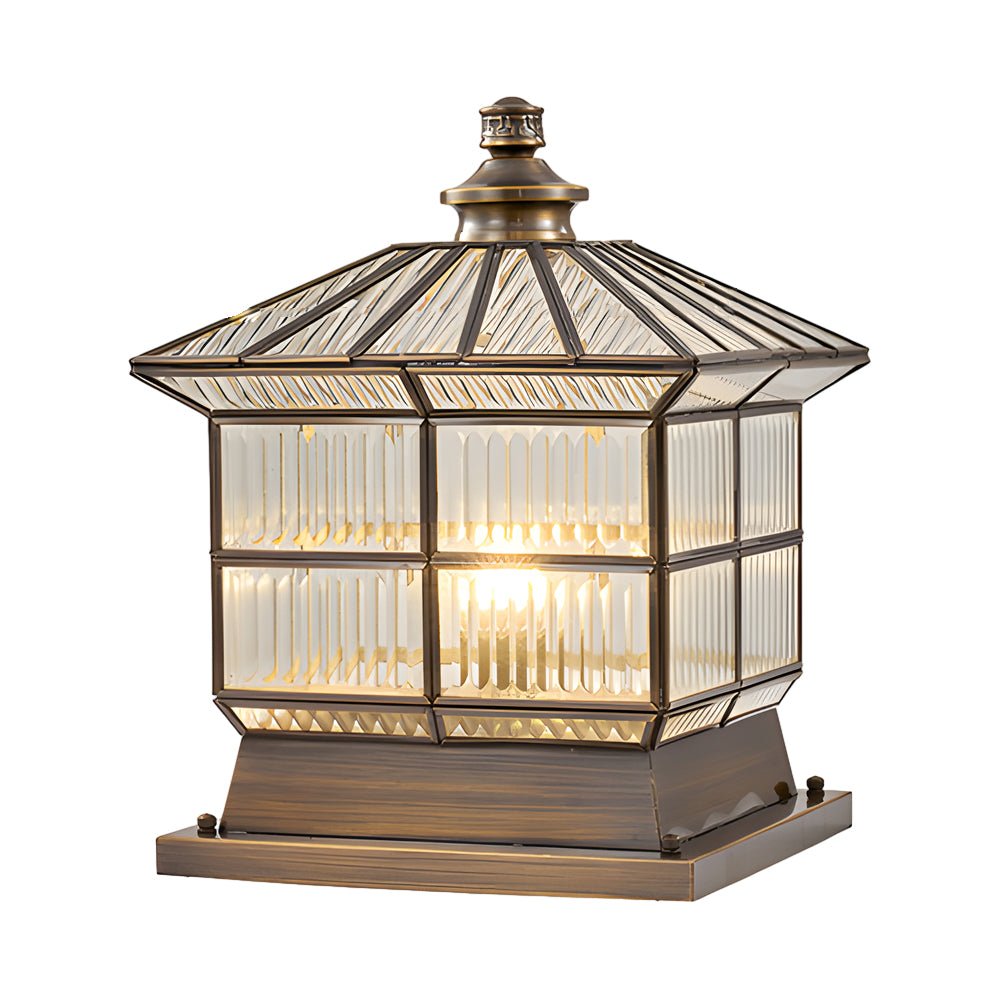 square bronze hardwiredsolar pillar lamp fence post light with three step dimming