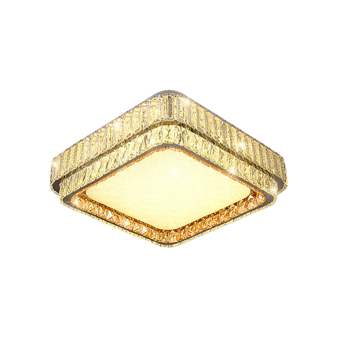 Modern Crystal Flush-Mount — Stainless Steel, Chrome, Full-Spectrum Eye-Care LED, Three-Color Dimming, Round / Square / Rectangle
