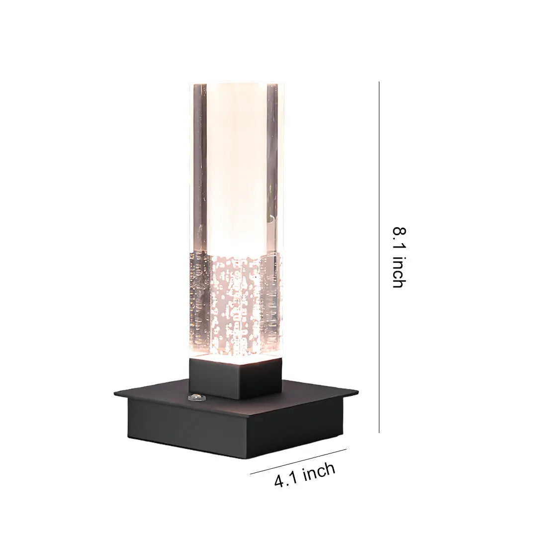 Modern Cordless Square Table Lamp with Dimmable LED - Bubble Design for Nightstands Luxe
