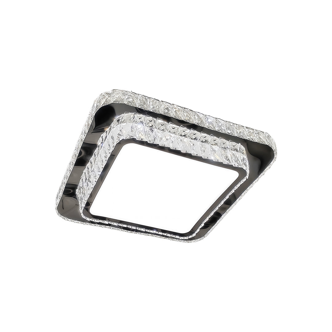 Minimalist Crystal Flush-Mount — Chrome Stainless Steel, LED, 3-Step Dimming, Round/Square/Rectangle, 19.7"–43.3"
