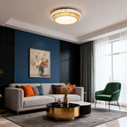 Minimalist Crystal LED Flush-Mount — Chrome Steel, Round/Square/Rectangle, 3-Step Dimming (3000K/4500K/6000K)