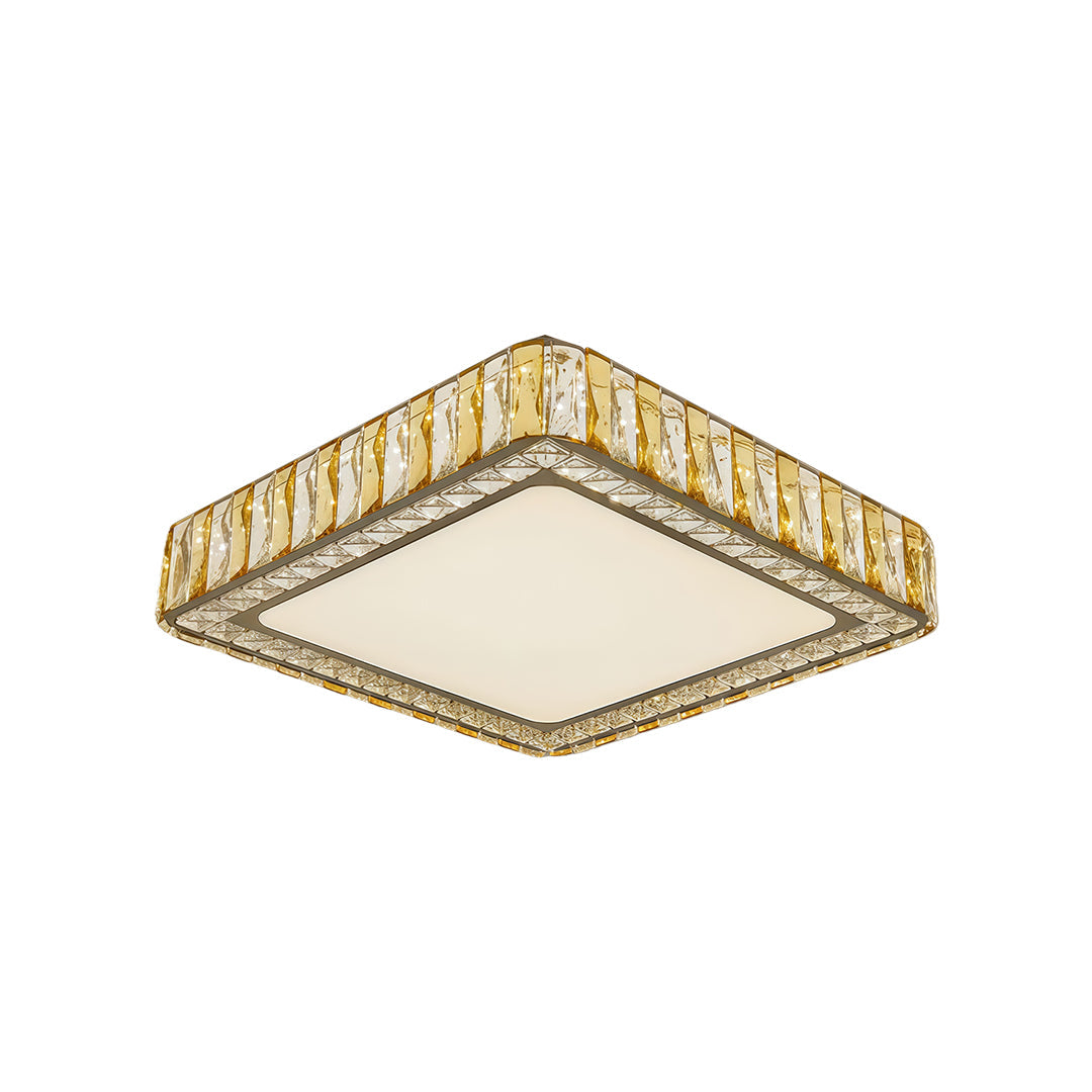 Crystal LED Flush-Mount Ceiling Light — Stainless Steel, Round / Square / Rectangle, 3-Step Dimming (3000K / 4500K / 6000K)