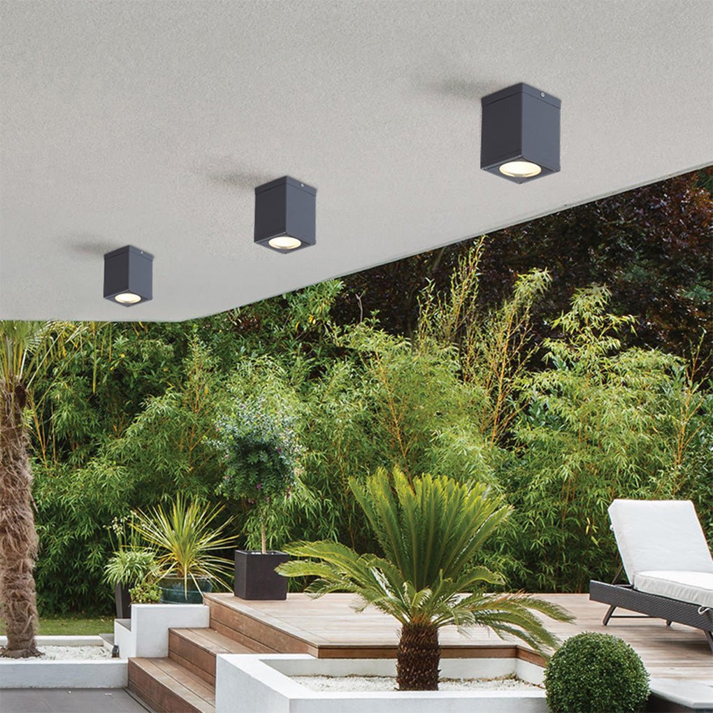 Square LED Surface-Mount Downlight — Die-Cast Aluminum, IP54 Waterproof, 3000K Warm White, Hardwired