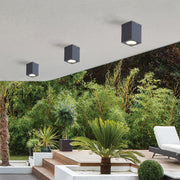 Square LED Surface-Mount Downlight — Die-Cast Aluminum, IP54 Waterproof, 3000K Warm White, Hardwired