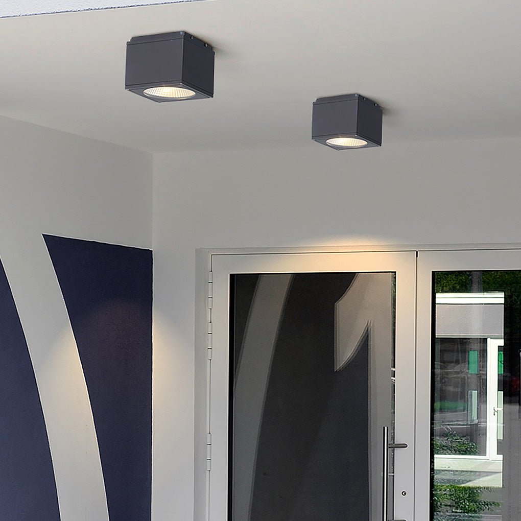Square LED Surface-Mount Downlight — Die-Cast Aluminum, IP54 Waterproof, 3000K Warm White, Hardwired