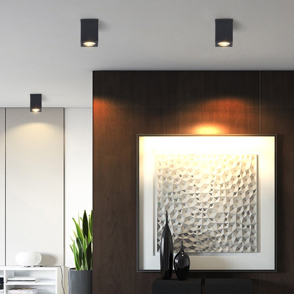 Square LED Surface-Mount Downlight — Die-Cast Aluminum, IP54 Waterproof, 3000K Warm White, Hardwired