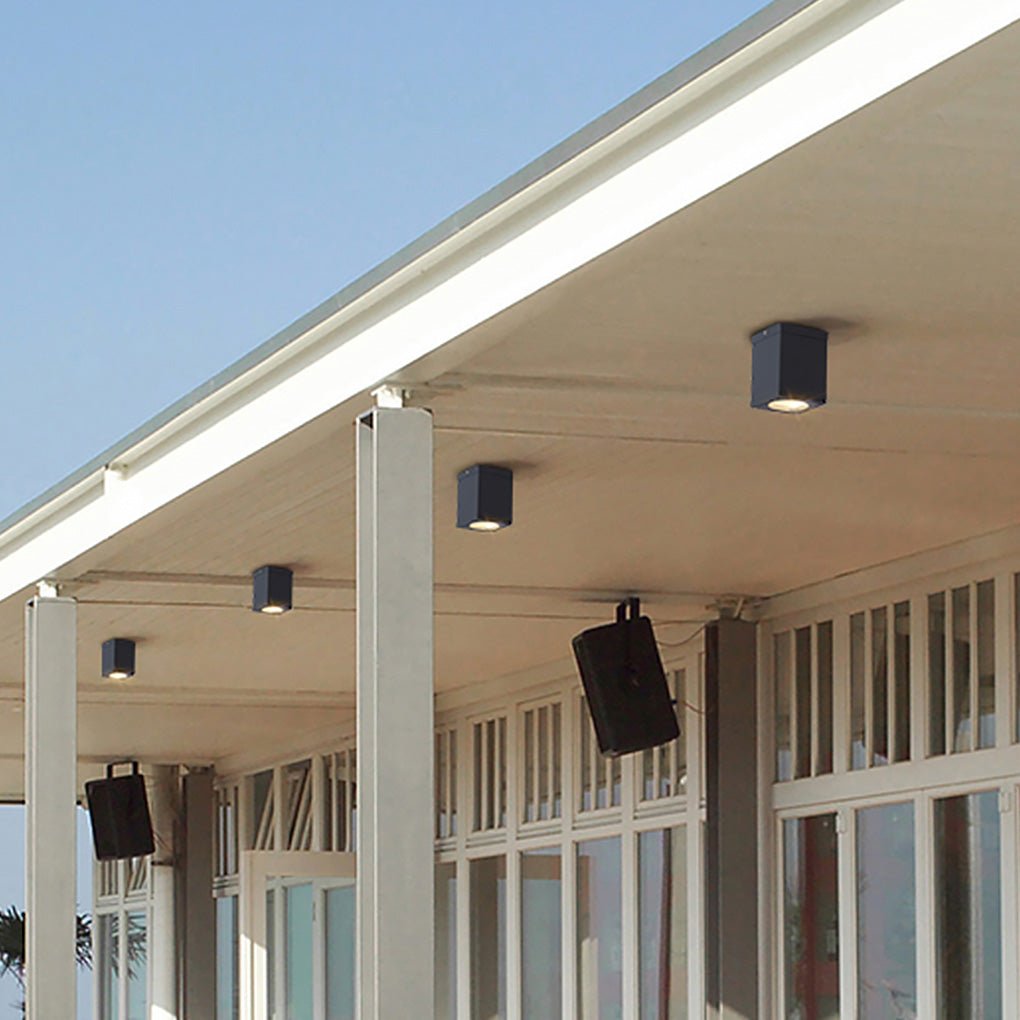 Square LED Surface-Mount Downlight — Die-Cast Aluminum, IP54 Waterproof, 3000K Warm White, Hardwired