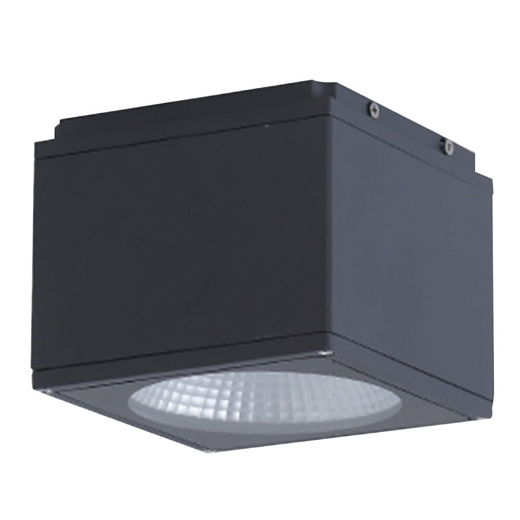 Square LED Surface-Mount Downlight — Die-Cast Aluminum, IP54 Waterproof, 3000K Warm White, Hardwired
