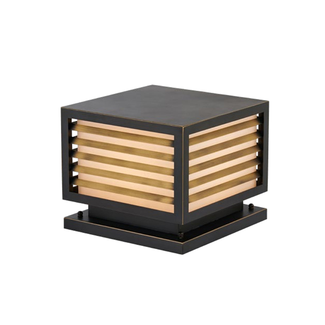 Modern Minimalist Outdoor Pillar Light — Copper and Marble, E27, IP55, Hardwired