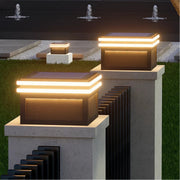 Square Minimalist Pillar Light — Stainless Steel, LED 3000K, Solar or Hardwired, IP65, 7.9"–15.8"