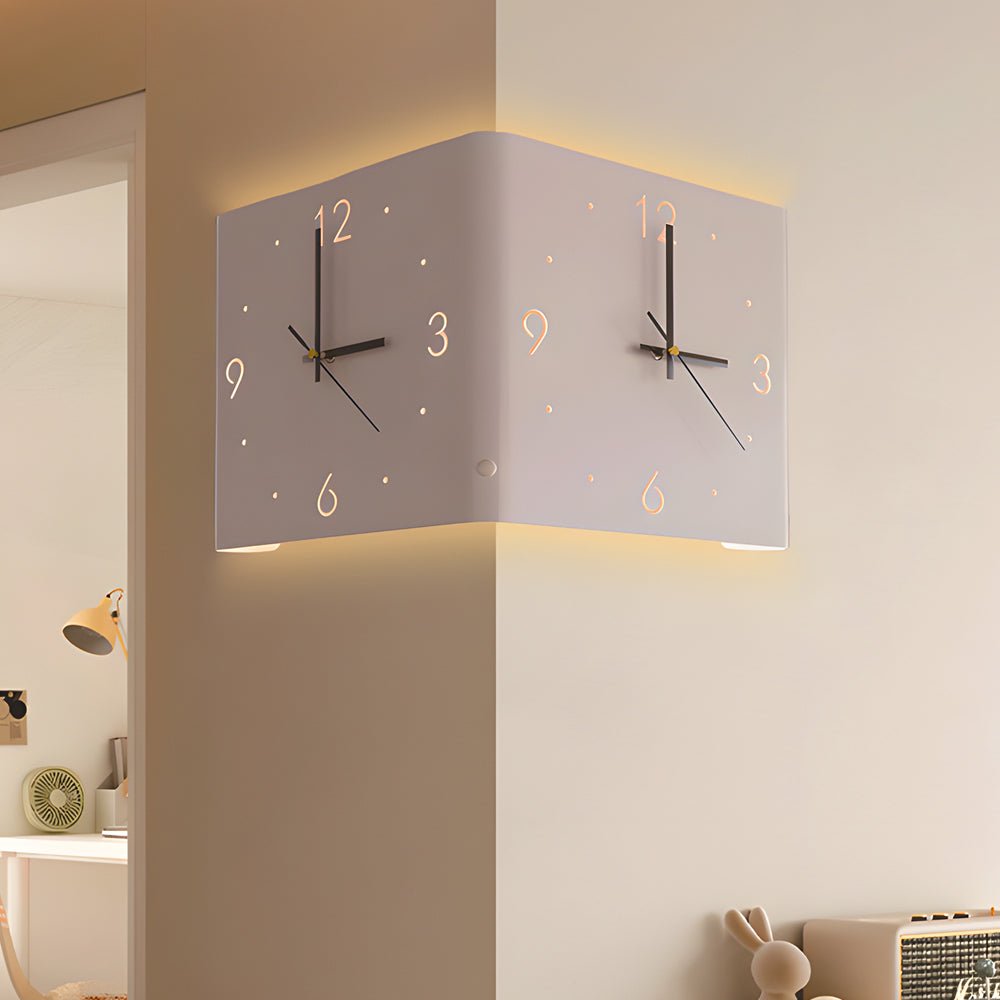 Modern Square Metal Corner Wall Clock with Silent Backlit LED - Stylish Wall Decor