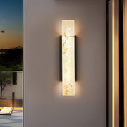 Square Cloud Stone Linear Outdoor Wall Sconce — White Stainless Steel, Integrated LED, 50cm / 60cm / 80cm