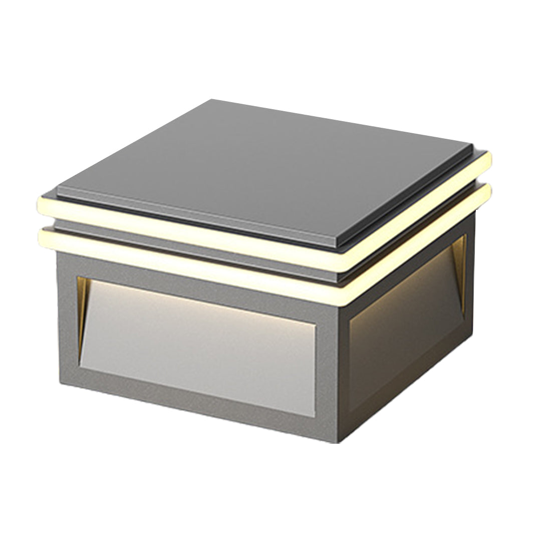 Square Minimalist Pillar Light — Stainless Steel, LED 3000K, Solar or Hardwired, IP65, 7.9"–15.8"