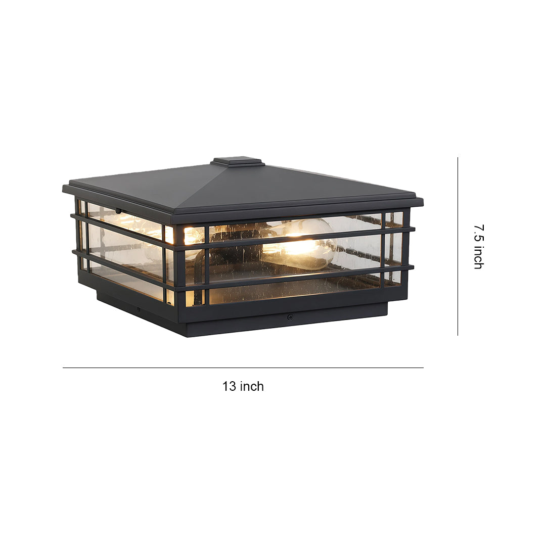 Minimalist Outdoor Pillar Light — Sand-Black Aluminum, Clear Glass, E27, IP54