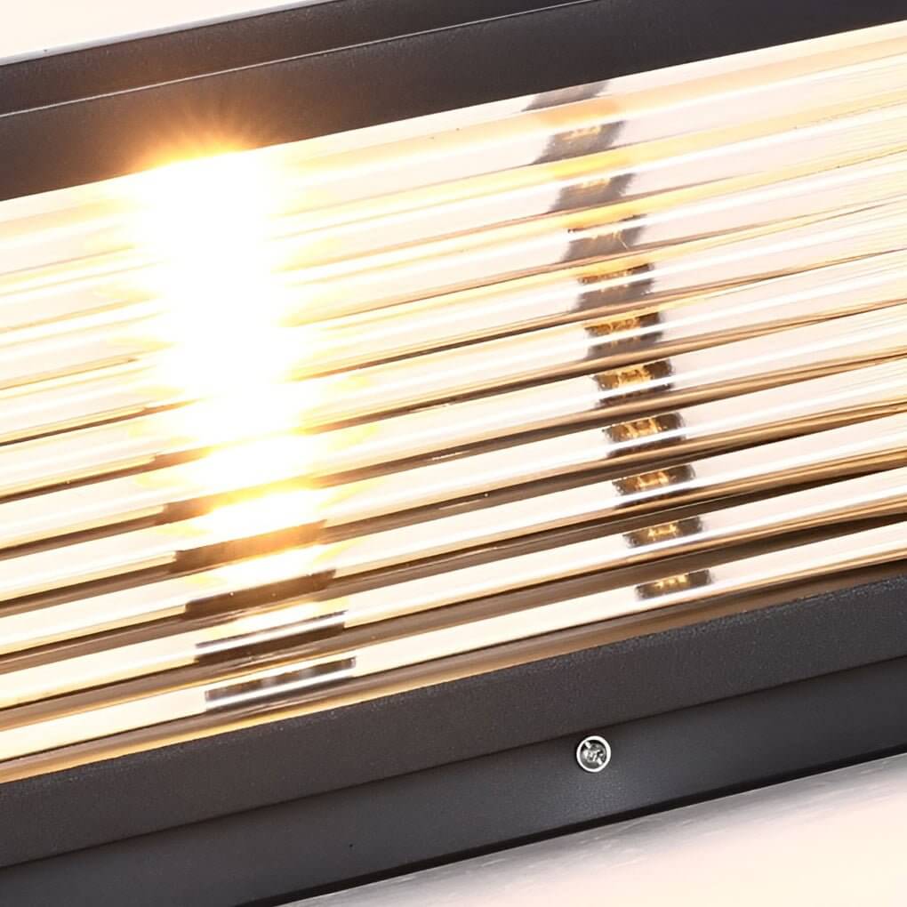 square ribbed glass outdoor pillar mount light