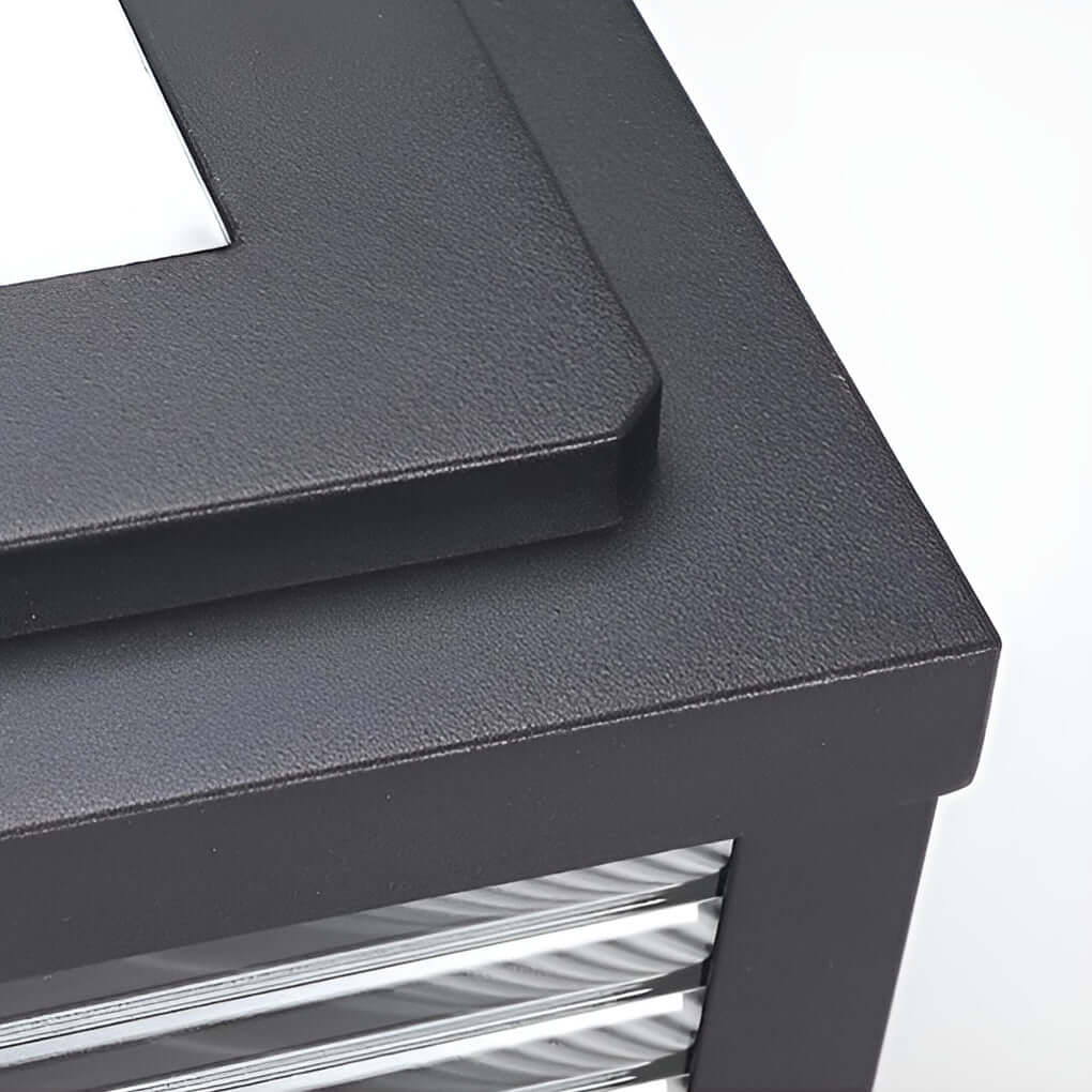 square ribbed glass outdoor pillar mount light