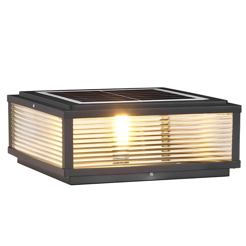 square ribbed glass outdoor pillar mount light