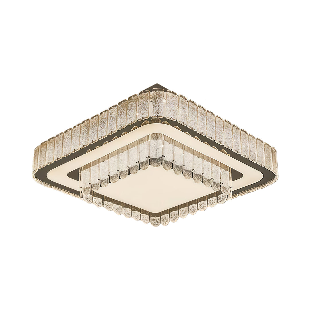 Modern Crystal Flush-Mount Light — Stainless Steel, Round/Square/Rectangle, 3-Step Dimming, LED