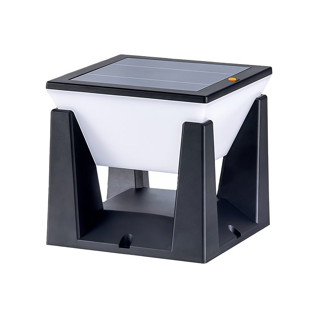 Solar Bollard Pillar Light — Black ABS, LED, Three-Color Dimming (3000K/4500K/6000K), IP65 Weatherproof, Dusk-to-Dawn