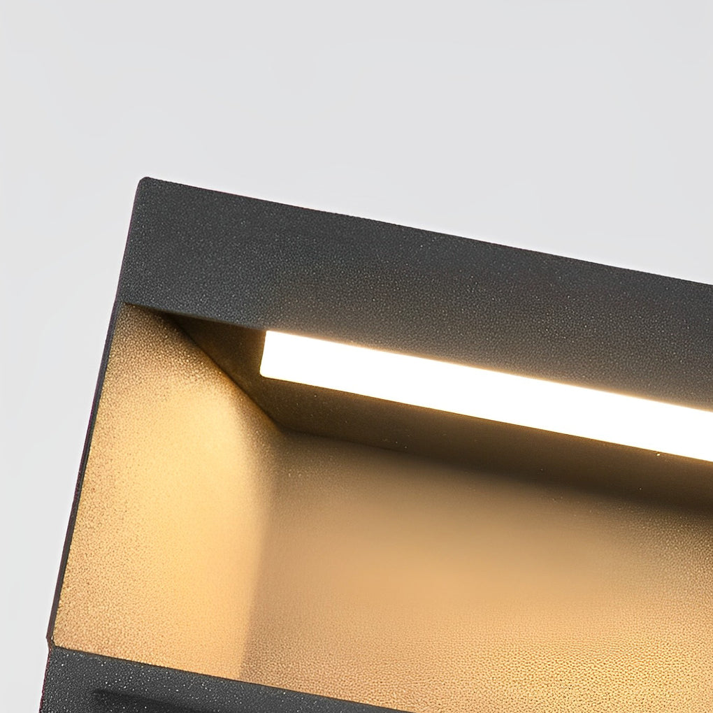 Industrial Square Solar / Hardwired Deck Pillar Light — Black Stainless Steel, LED 3000K, IP65, 5 Sizes